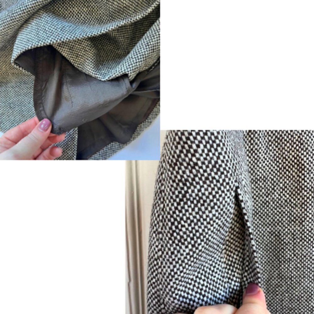 BANANA REPUBLIC Tweed Wool Blend Blackish Brown & White Pencil Skirt Size 4 - Picture 4 of 11